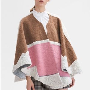 Maje Color Block Premium Wool Poncho